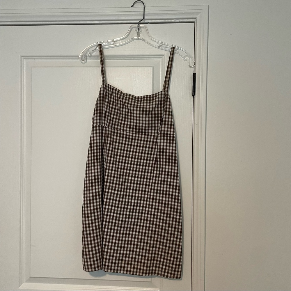 urban outfitters brown check dress